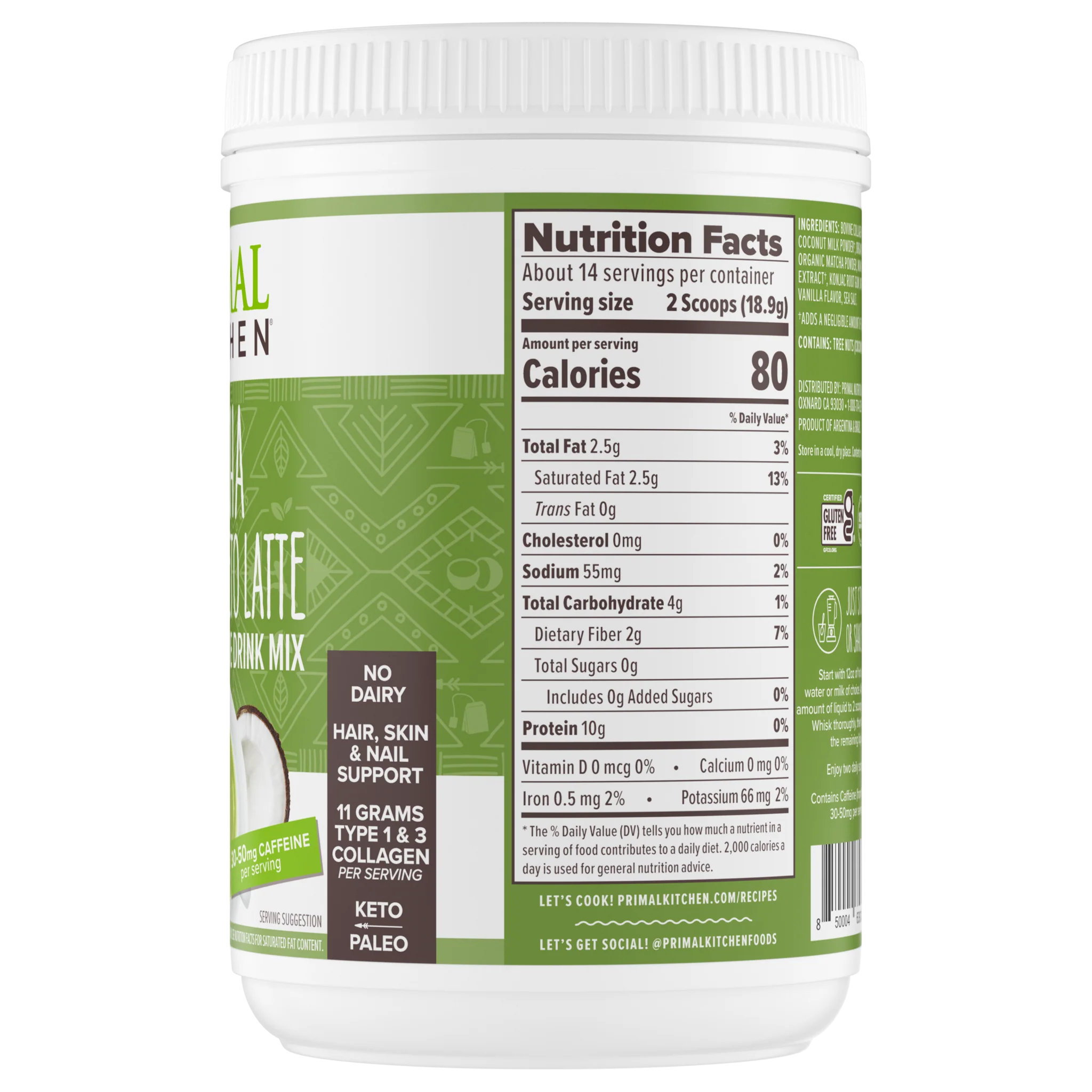 Matcha‌ ‌Collagen‌ ‌Keto‌ ‌Latte‌ Drink Mix - 9.3 oz - Image 5