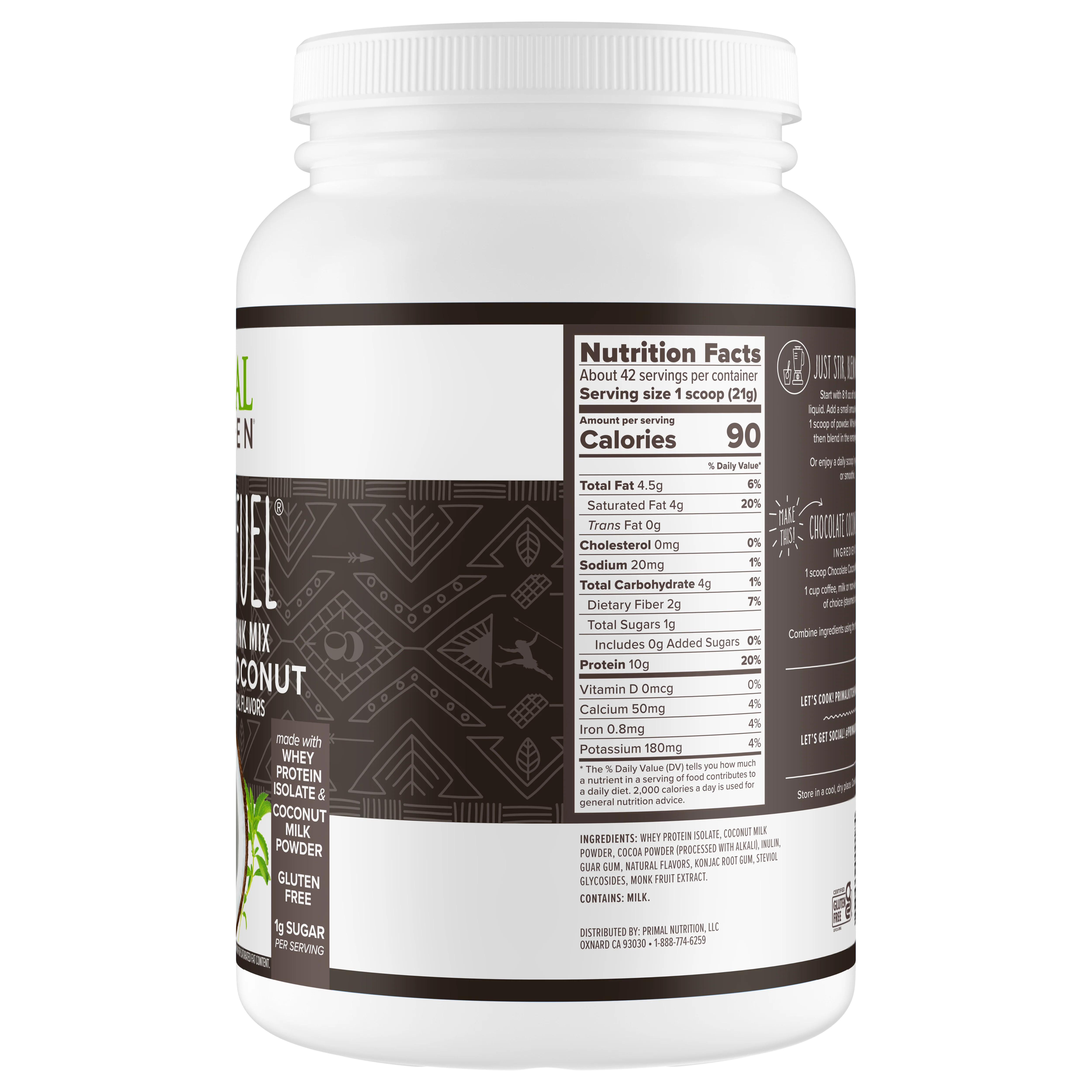 Primal Fuel: Chocolate Coconut Whey Protein Drink Mix - Image 4